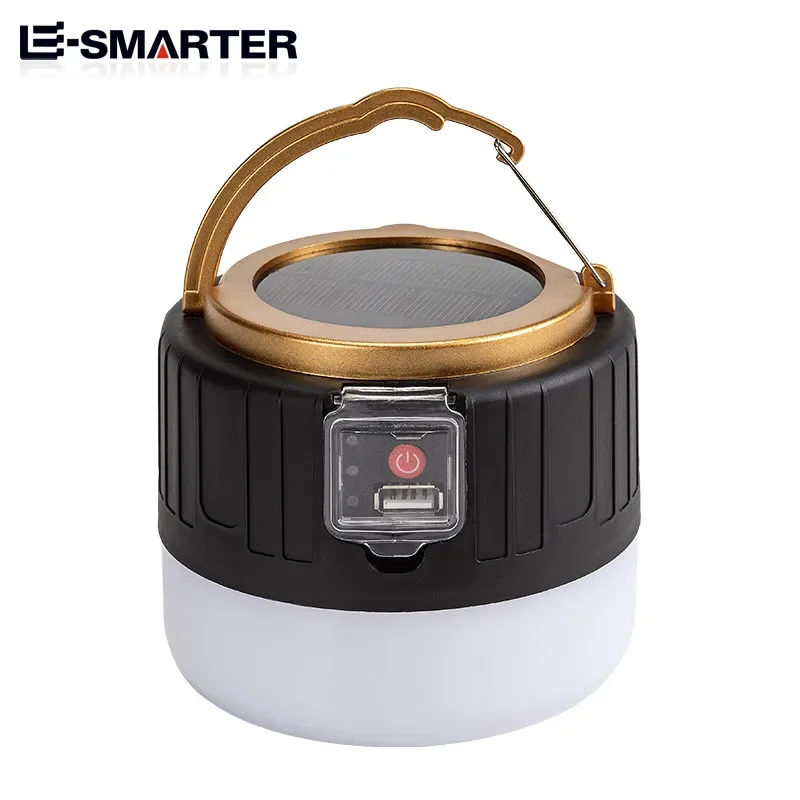 Linterna solar LED para camping - Recargable por USB - Portátil - Uso de emergencia - Ideal para pesca y acampada