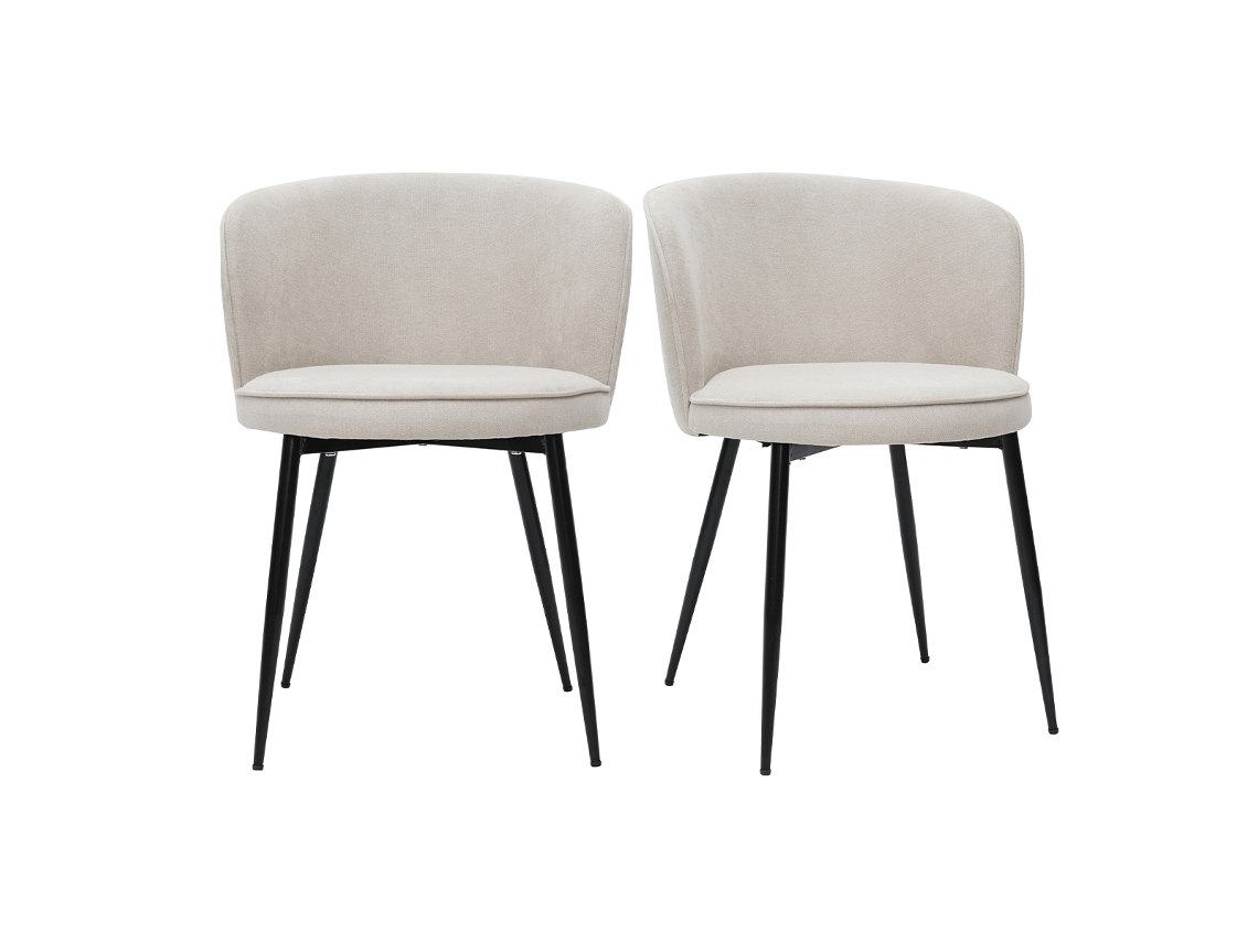 Conjunto de 2 cadeiras de design em tecido bege serifado com efeito veludo MILIBOO