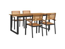 Maison Exclusive - Juego De Comedor De Jardín 5 Pzas Madera Maciza Acacia Y Metal