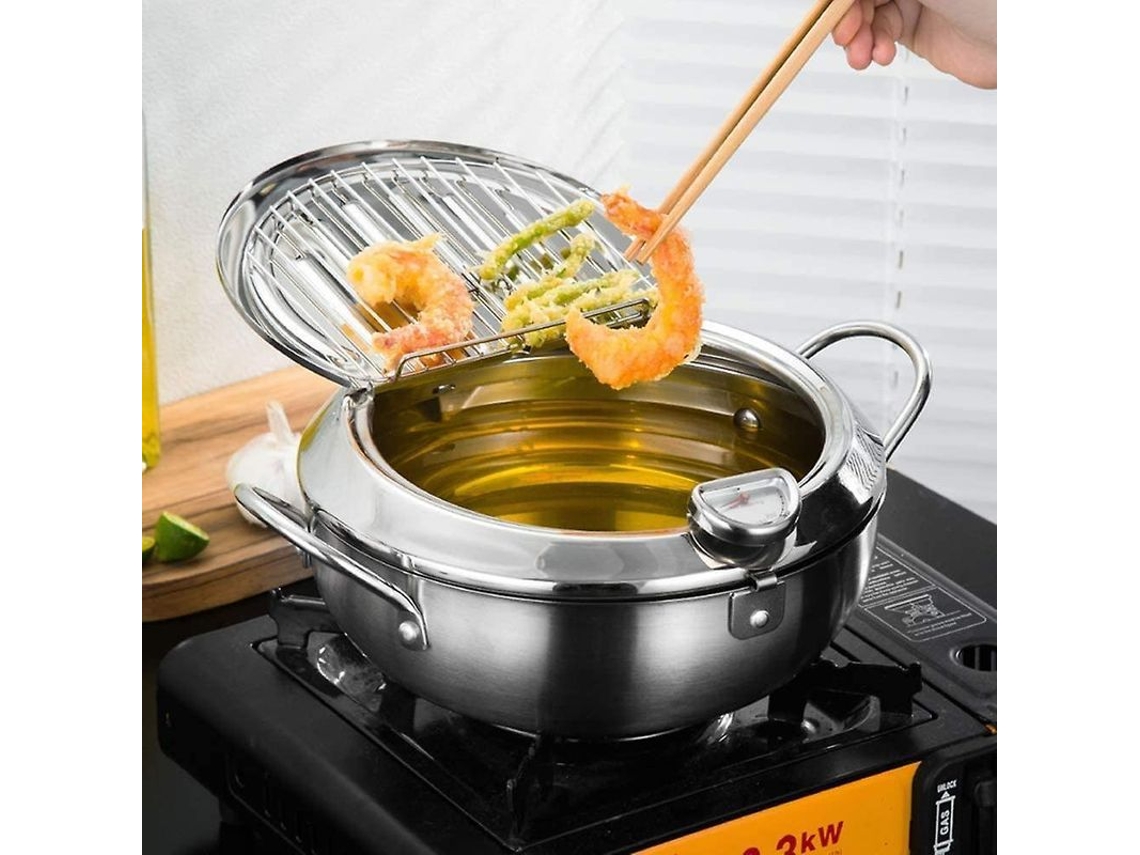 Freidora De Tempura De Acero Inoxidable, Utensilio De Cocina Para Pollo Frito, Antiadherente.