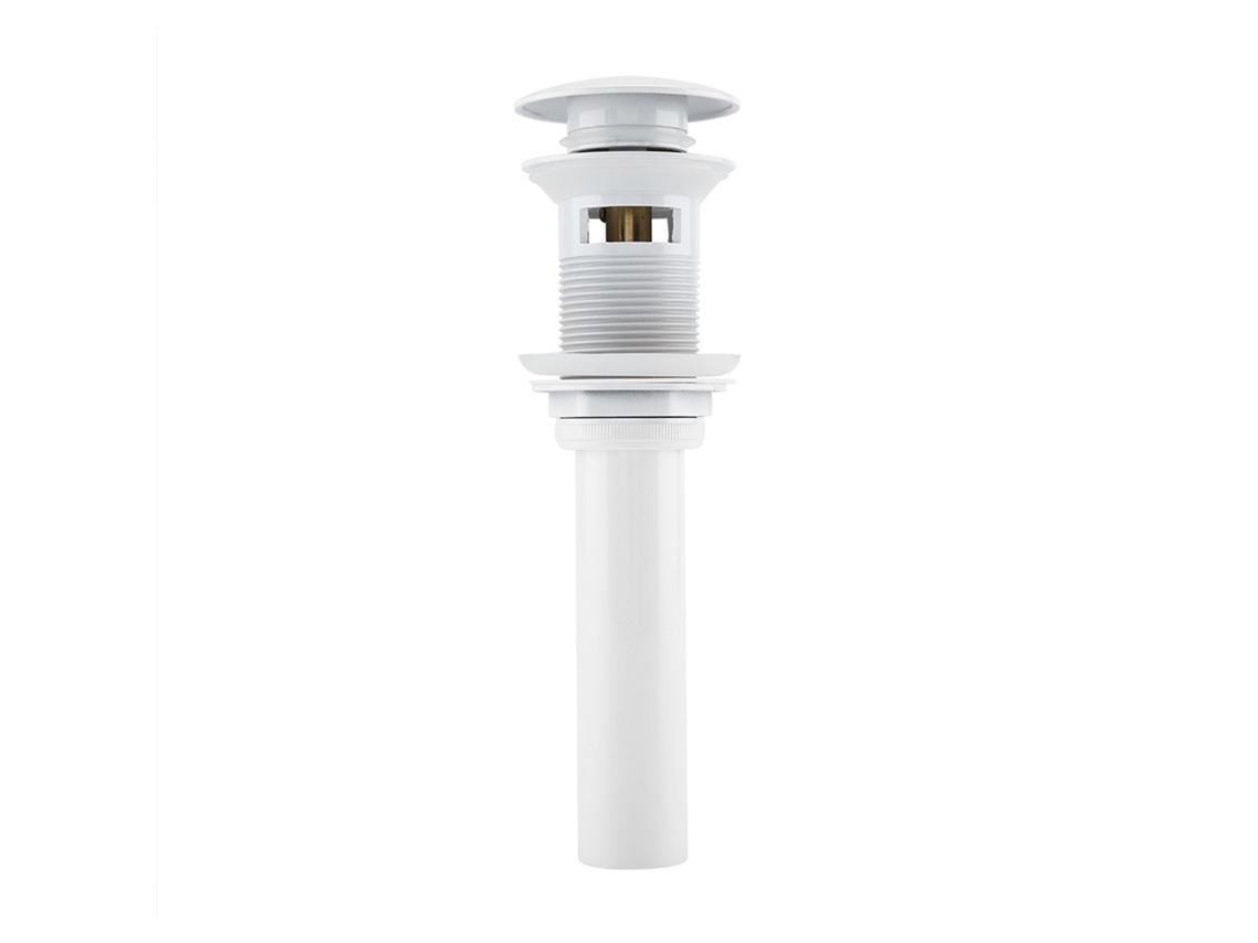 Tapón De Desagüe Emergente De Cobre Con Revestimiento Blanco Para Fregaderos De Cocina Y Baño Con Orificio De Rebosadero.
