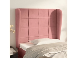 Cabecero De Cama | Panel De Cabecero Con Orejas De Terciopelo Rosa 93x23x118/128 Cm
