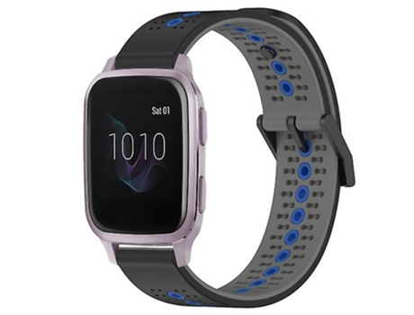 Correa De Reloj Inteligente Para Garmin Venu Sq, Banda De Reloj De Silicona Transpirable Tricolor De 20Mm, Negro, Gris Y Azul VENISYMLIS