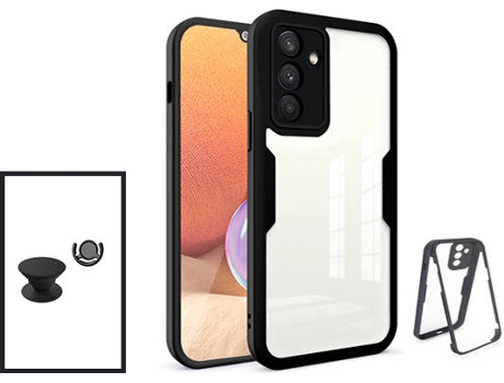 Kit Carcasa 360° Protección Frente y Verso + 1 HandHolder + 1 Soporte Samsung Galaxy M52 5G Pro GIFT4ME Negro