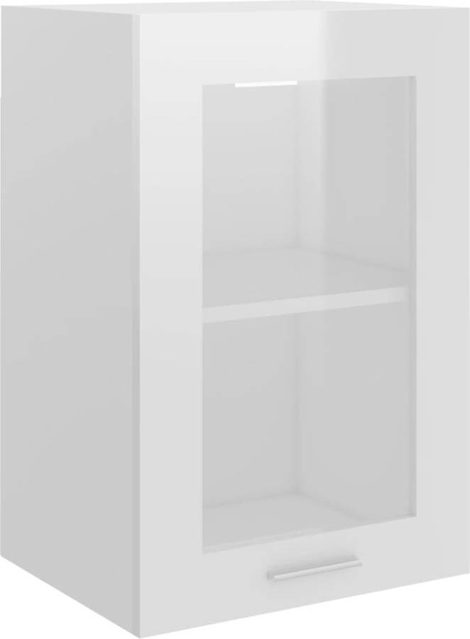 Vidaxl Armario De cocina muebles mobiliario duradero mesa trabajo almacenamiento cuenco plato olla alacena aglomerado blanco brillante 40x31x60 cm colgante cristal y pared hanging glass cabinet 802510 40 31 60