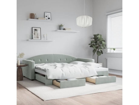 Sofá cama MAISON EXCLUSIVE nido con cajones terciopelo gris claro 90x200 cm