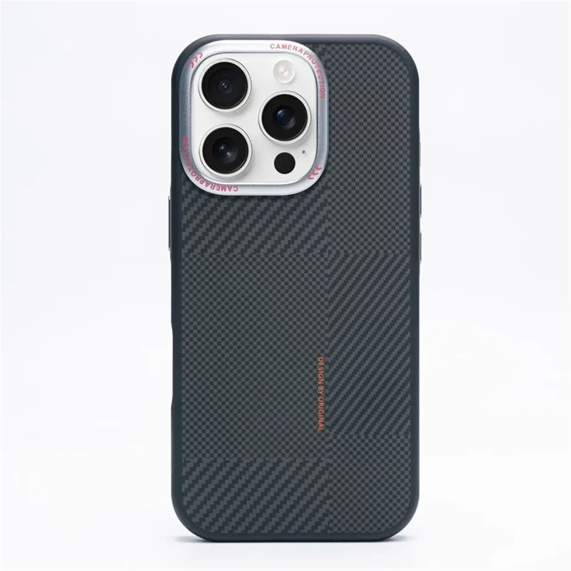 (plata, Iphone 15 Pro Max) Funda Para Teléfono Con Textura De Fibra De Carbono, Compatible Con Carga Inalámbrica Magnética, Protege La Cámara.