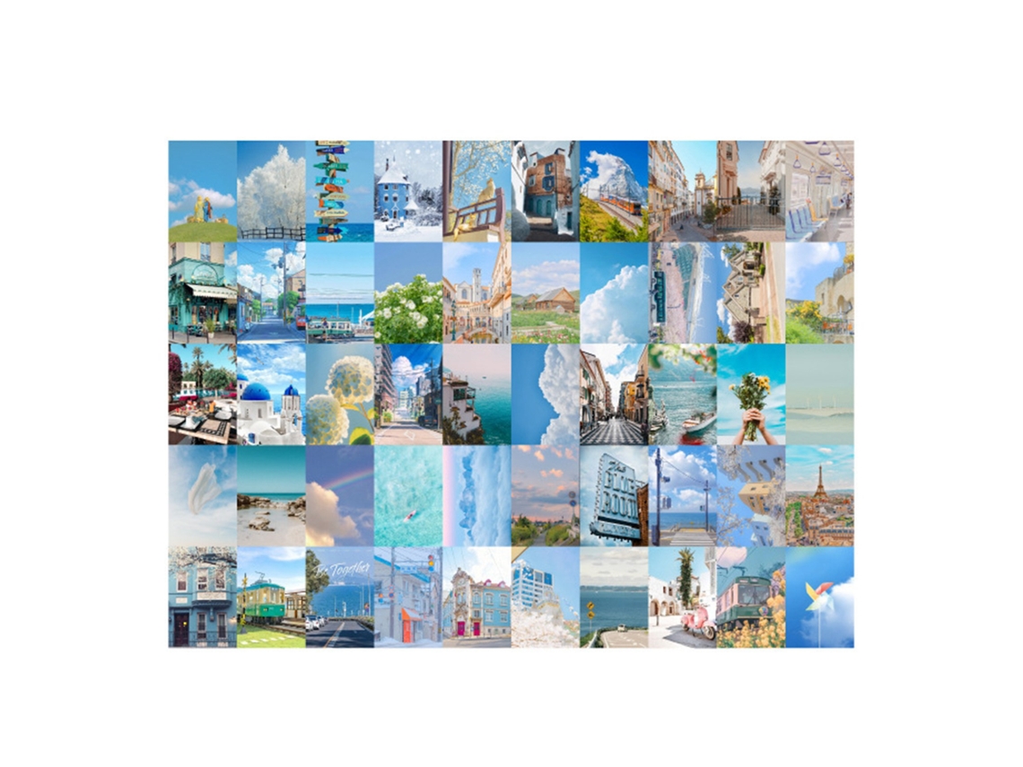 50 Pegatinas De Paisajes Naturales - Diseño Estético Para Scrapbooking, Diario, Portátil, Mochila - Azul