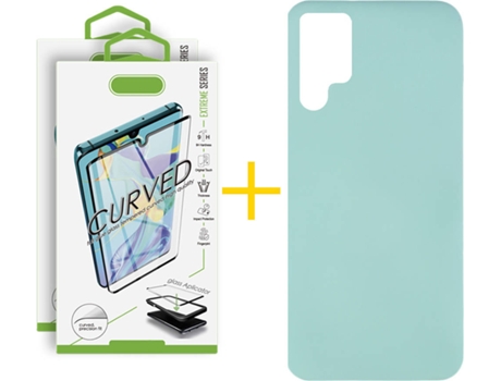 Carcasa + 2 Protectores de Pantalla para Samsung Galaxy S21 Ultra 5G SKYHE Verde Agua