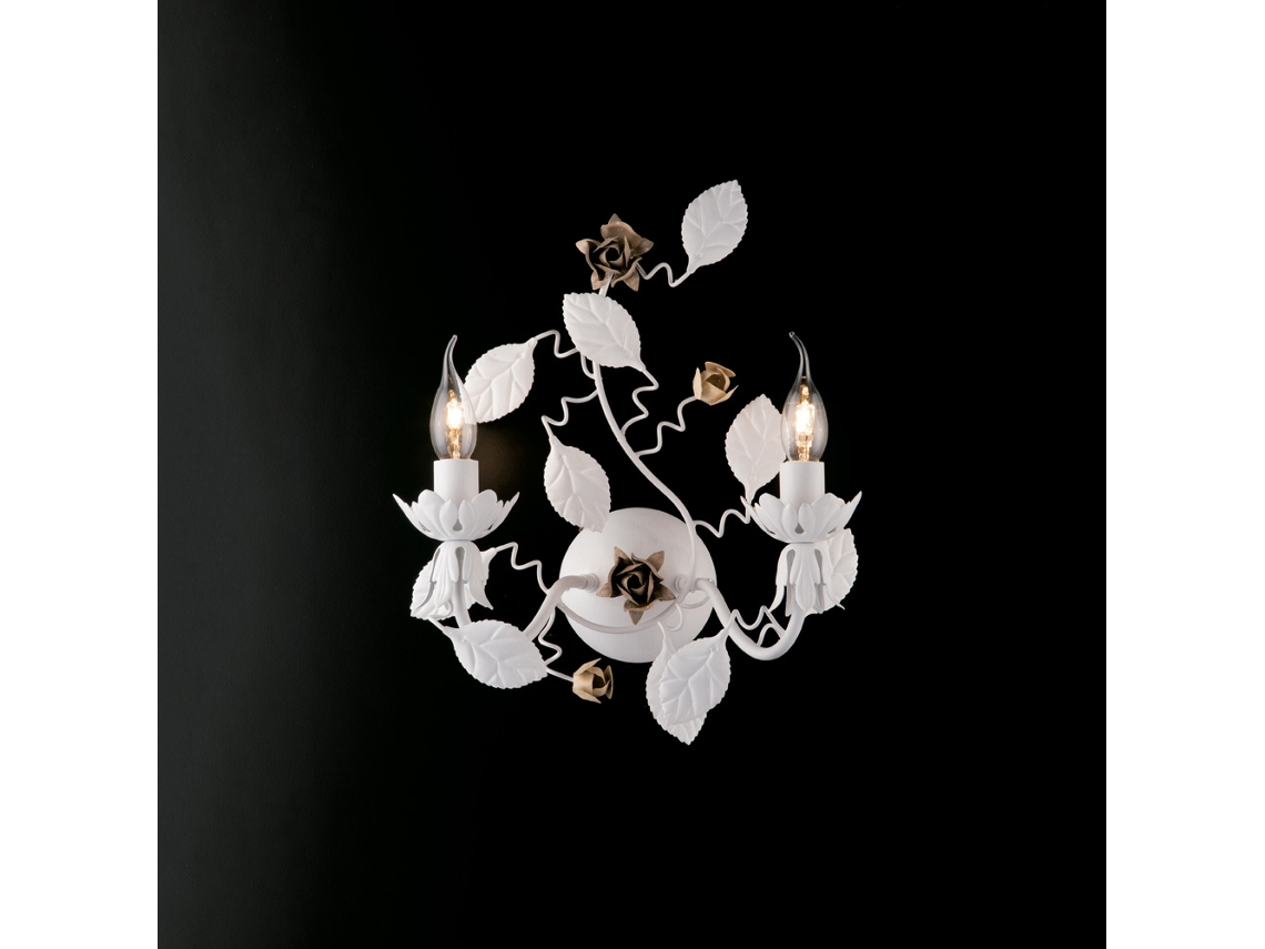Bella - Aplique Shabby De Hierro Lacado Blanco 2 Luces .37 - P.21 - Bl196-ap2-bco