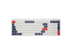 Combo Teclado E Mouse Sem Fio 2.4g Bt5.0 Teclas Redondas Ergonômico Type C Carregamento Branco Azul