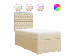 Maison Exclusive - Cama Box Spring Con Colchón Tela Color Crema 90x200 Cm