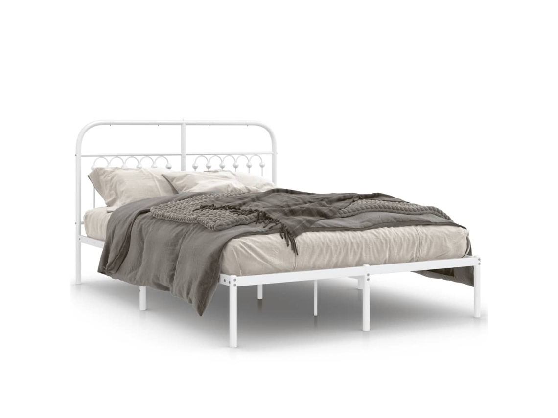 Maison Exclusive - Estructura Cama Sin Colchón Con Cabecero Metal Blanco 140x190cm