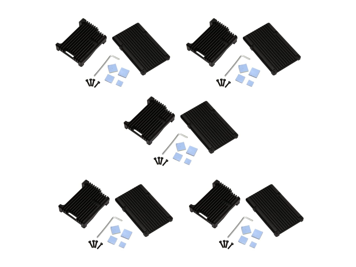 Lote De 5 Carcasas De Aluminio Con Ventilador De Refrigeración Metálico Para Raspberry Pi 3b/3b+.