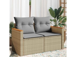 Sofá de jardín de 2 plazas con cojines de mimbre beige, Dkd Home Decor