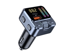 Carregador Rápido Para Carro Transmissor Fm Bluetooth 5.3, Pd De 42 W, Viva Voz, Luzes Led Yizhood (preto)