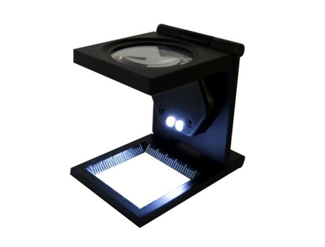Lupa Cuenta Hilos 10X De Aumento Con Luz Led Cuerpo Metalico Guia De Medición COSHANO