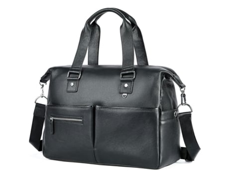 Maletín de cuero genuino Bolso para computadora portátil Bolso bandolera para hombres y mujeres-negro