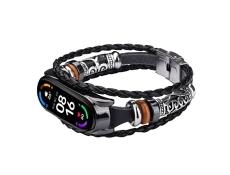Correa de PU estilo étnico retro para Xiaomi Mi Band 5/6 - negro