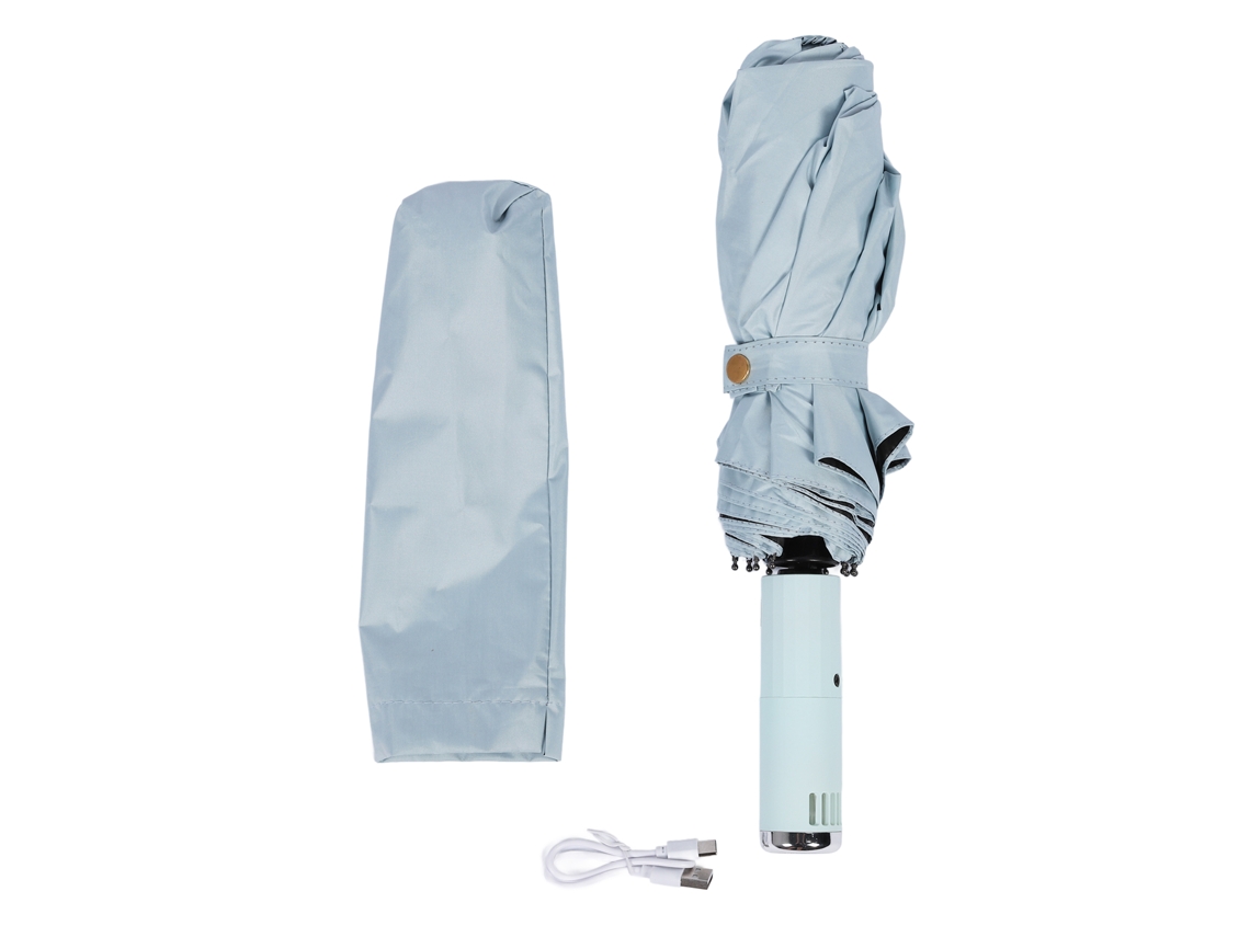 Sombrilla Plegable Portátil Con Ventilador Automático, 10 Varillas, Malla Negra Adhesiva Para Sol Y Lluvia.