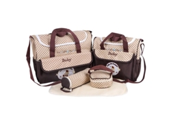 Juego de 5 bolsas para pañales con soporte para cambiador, bolsa para biberones y bolsa para comida (color café) Eifson
