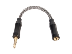 Cable Adaptador De 2,5 Mm Hembra A 3,5 Mm Macho, Cobre Monocristalino, Chapado En Oro, 14 Cm, Gris.