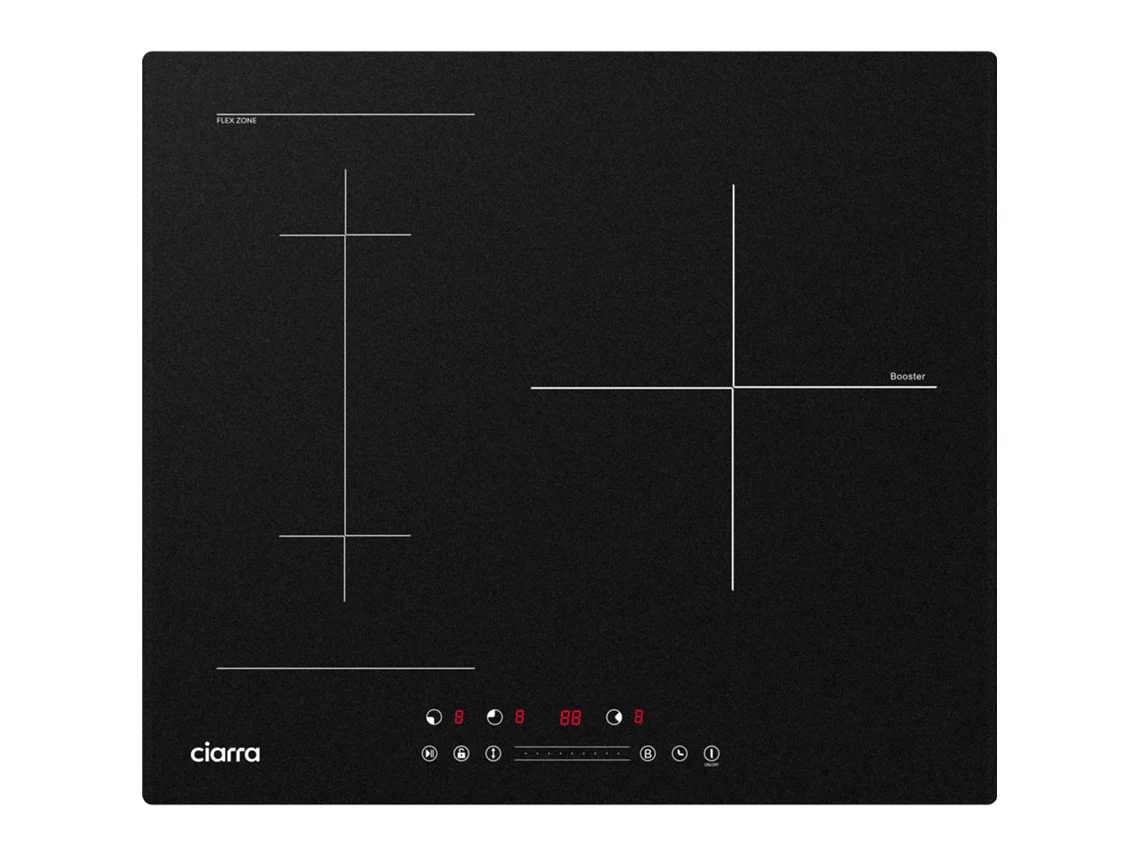 Placa De Inducción Ciarra 3 Zonas 59cm 6600w Función Boost Flex Zone Temporizador Control Táctil Cd3bfbih