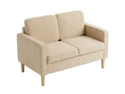 Sofá de 2 plazas con espacio de almacenamiento, patas de madera, terciopelo de pana, 117x63x79 cm, beige.