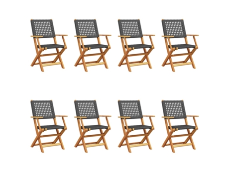 Conjunto 8 Silla De Jardín VIDAXL Negro Madera