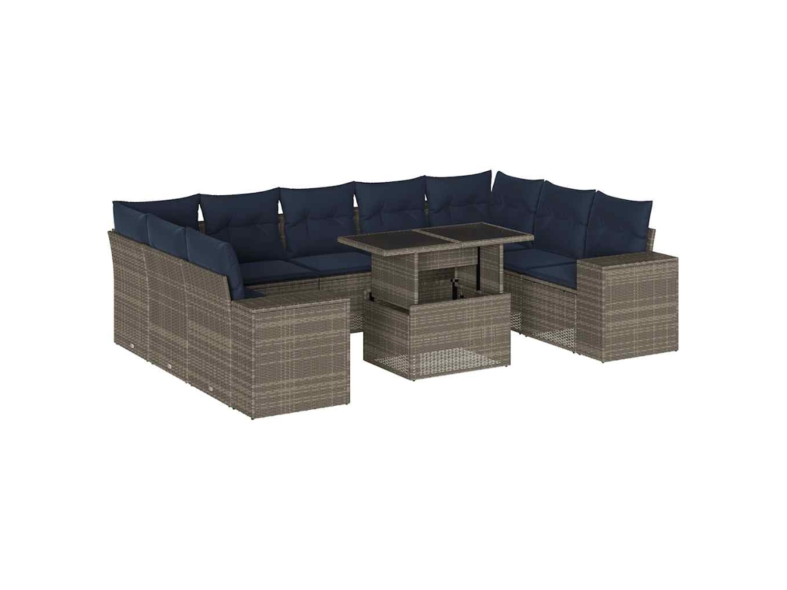 Maison Exclusive - Conjunto De Sofá De Jardín De 10 Piezas Con Cojines, Poliratán Gris