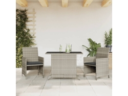 Conjunto de bistró de 3 piezas con cojines de mimbre gris claro, Dkd Home Decor