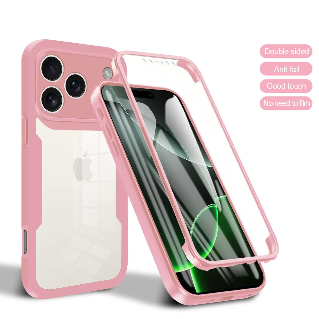 (rosa, Iphone 17 Pro Max) Lujosa Funda Transparente Ultrafina Para Teléfono, Protección Completa De 360° Para La Pantalla.