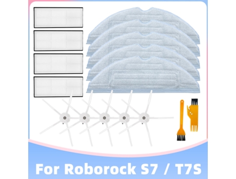 Kit de repuesto de paño de trapo para mopa, Cepillo Lateral de filtro Hepa para Roborock S7 Xiaomi, repuestos de Robot aspirador, accesorios