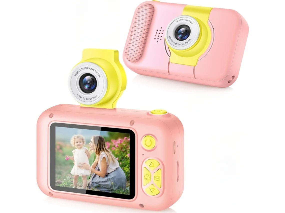 Cámara de fotografía infantil HD de 4000 W, 24 polos, IPS, con lente abatible rosa, Yizhood