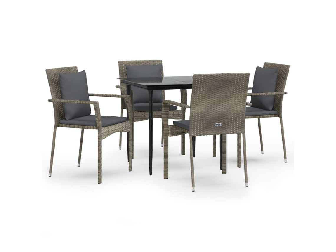 Maison Exclusive - Set Comedor Jardín 5 Pzas Y Cojines Ratán Sintético Negro Gris