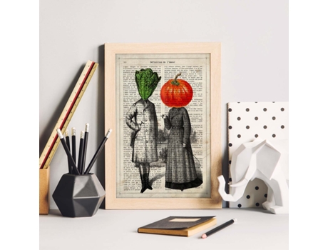 Poster De Verduras Humanas. Lámina Mr. Lechuga & Miss Tomate. Cuadros De Humanos Con Cabezas De Verdura.