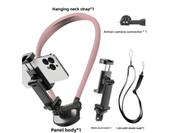 Soporte de cuello para celulares, para iPhone/Samsung/Huawei/Xiaomi, para grabación y transmisión en vivo - Rosa Digitallab