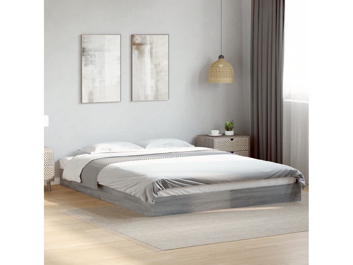 Estructura De Cama Sin Colchón Gris Sonoma 160x200 Cm