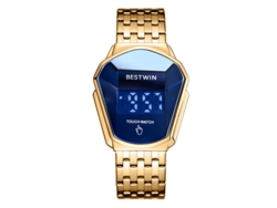 Reloj Táctil Para Hombre (correa De Acero Dorada Y Azul)