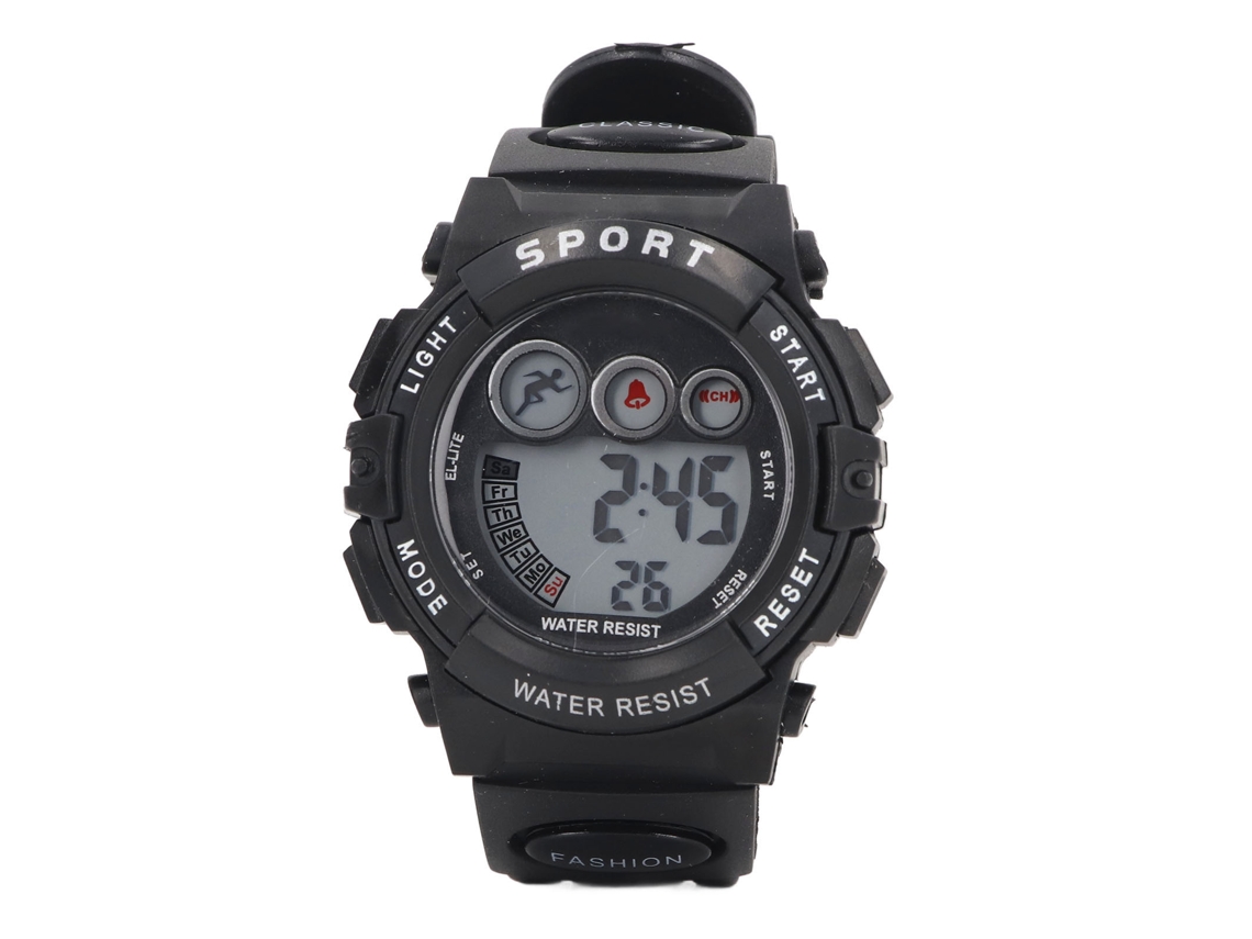 Reloj Digital Infantil Con Luz Led, Alarma, Cronómetro, Resistente Al Agua Hasta 30 M, Para Niños De 4 A 15 Años, Color Negro.