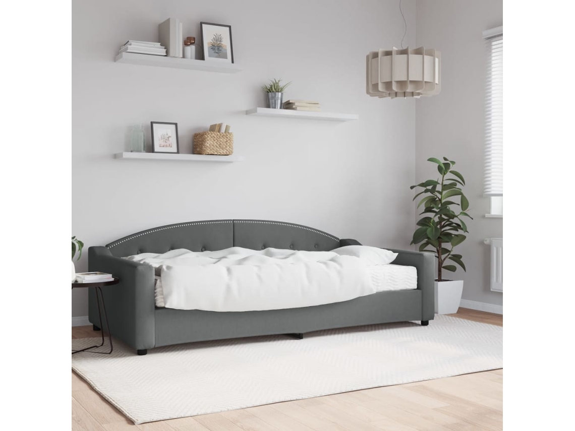 Sofá Cama Con Colchón Tela Gris Oscuro 100x200 Cm