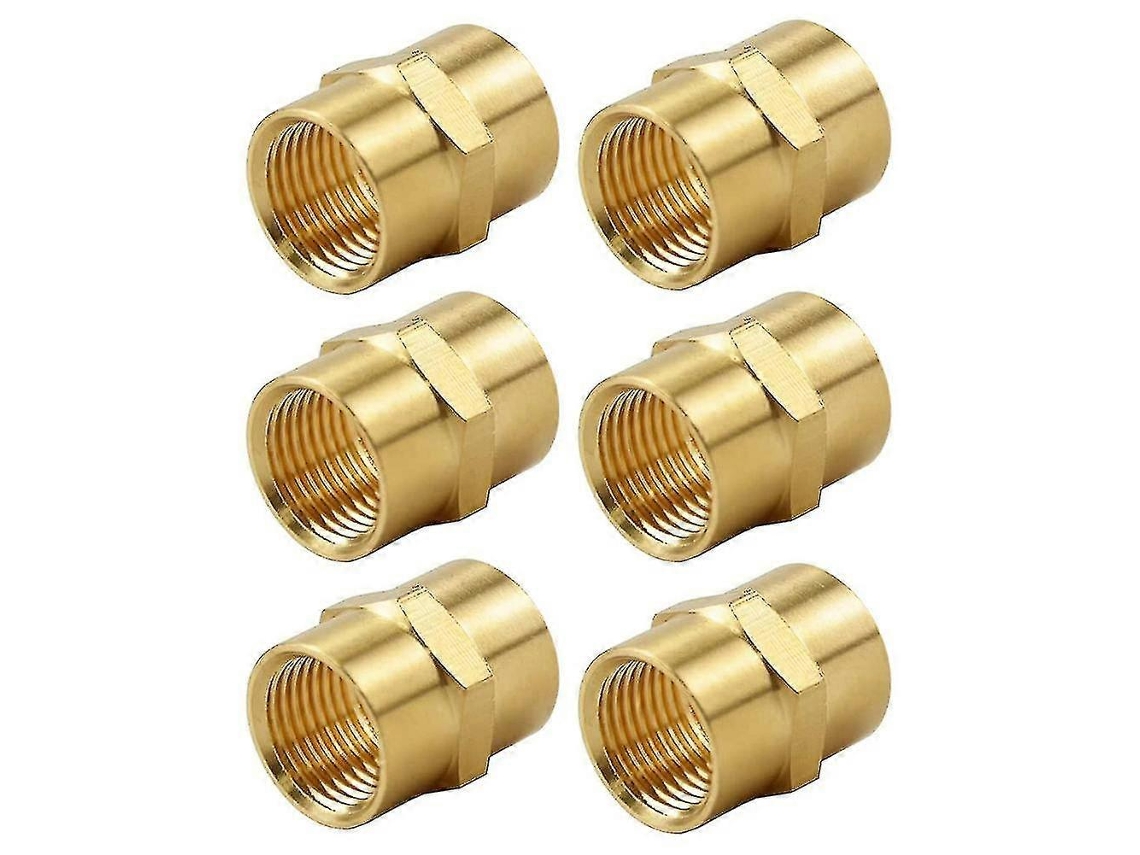 6 Unidades De Acoplamiento Reductor De Latón, 1/4 Pulgada Npt X 1/4 Pulgada Npt Hembra