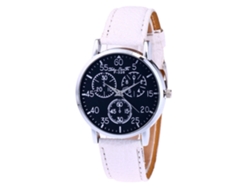 Reloj De Pulsera De Aleación Con Dial Redondo Analógico De Cuarzo Para Mujer Blanco