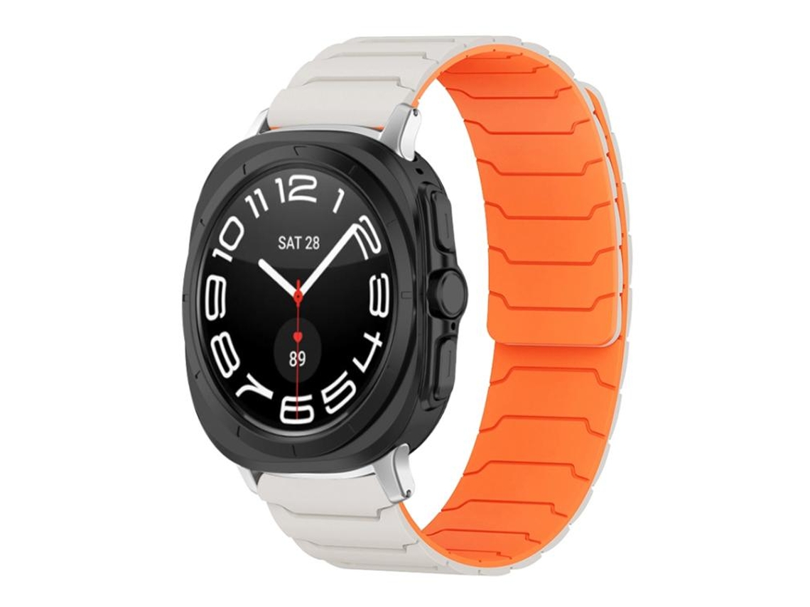 Bracelete Para Samsung Galaxy Watch Ultra - Silicone Magnético (47mm) - Laranja Starlight