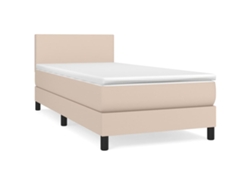 Maison Exclusive - Cama Box Spring Con Colchón Cuero Sintético Capuchino 80x200 Cm