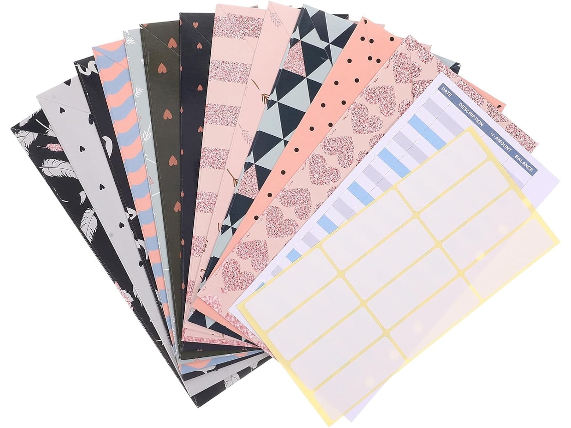 Sobres De Presupuesto Con Efecto Mármol, Formato Vertical, Con Tarjetas De Seguimiento, Práctico Juego De Sobres