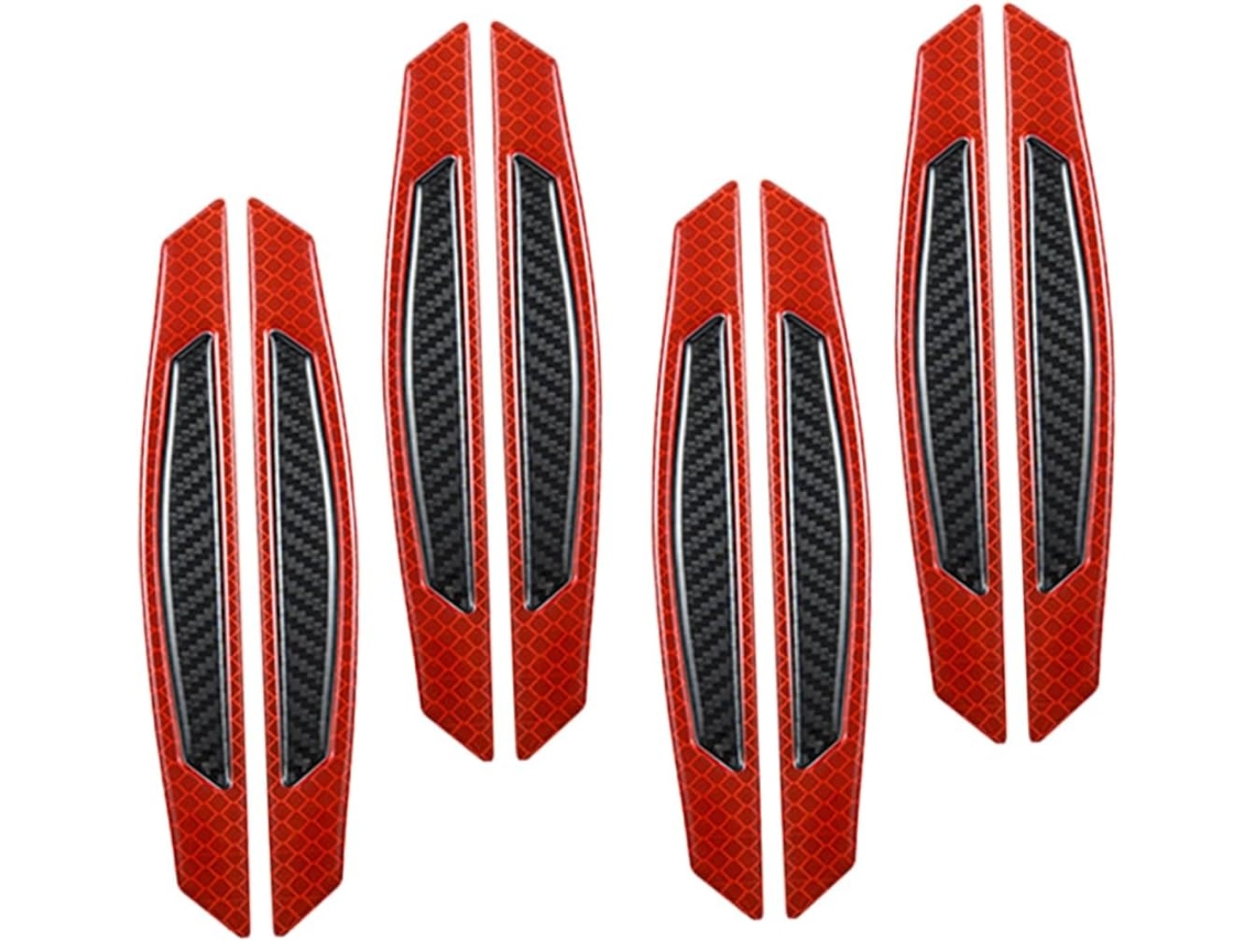 Pegatinas Reflectantes Anticolisión Para Coche (4 Unidades, Color Rojo Y Negro)