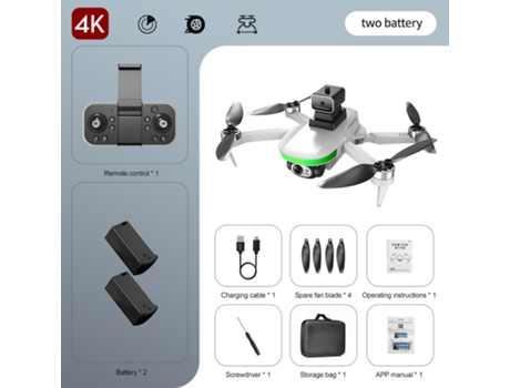 S5S Mini Drone con cámara 4K HD Evitación de obstáculos con láser (2 baterías - Duración de la batería: 18 min - Blanco)
