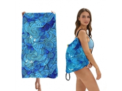 Toalla De Playa 2 En 1 - Toalla De Playa Con Almacenamiento Todo En Uno - Toalla De Baño Plegable Estampada - Mandala Azul