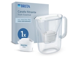 Jarra con filtro blanco Brita Style Essential, capacidad de 2,4 l, 1,4 l de agua filtrada, 1 filtro Maxtra Pro Pure Performance